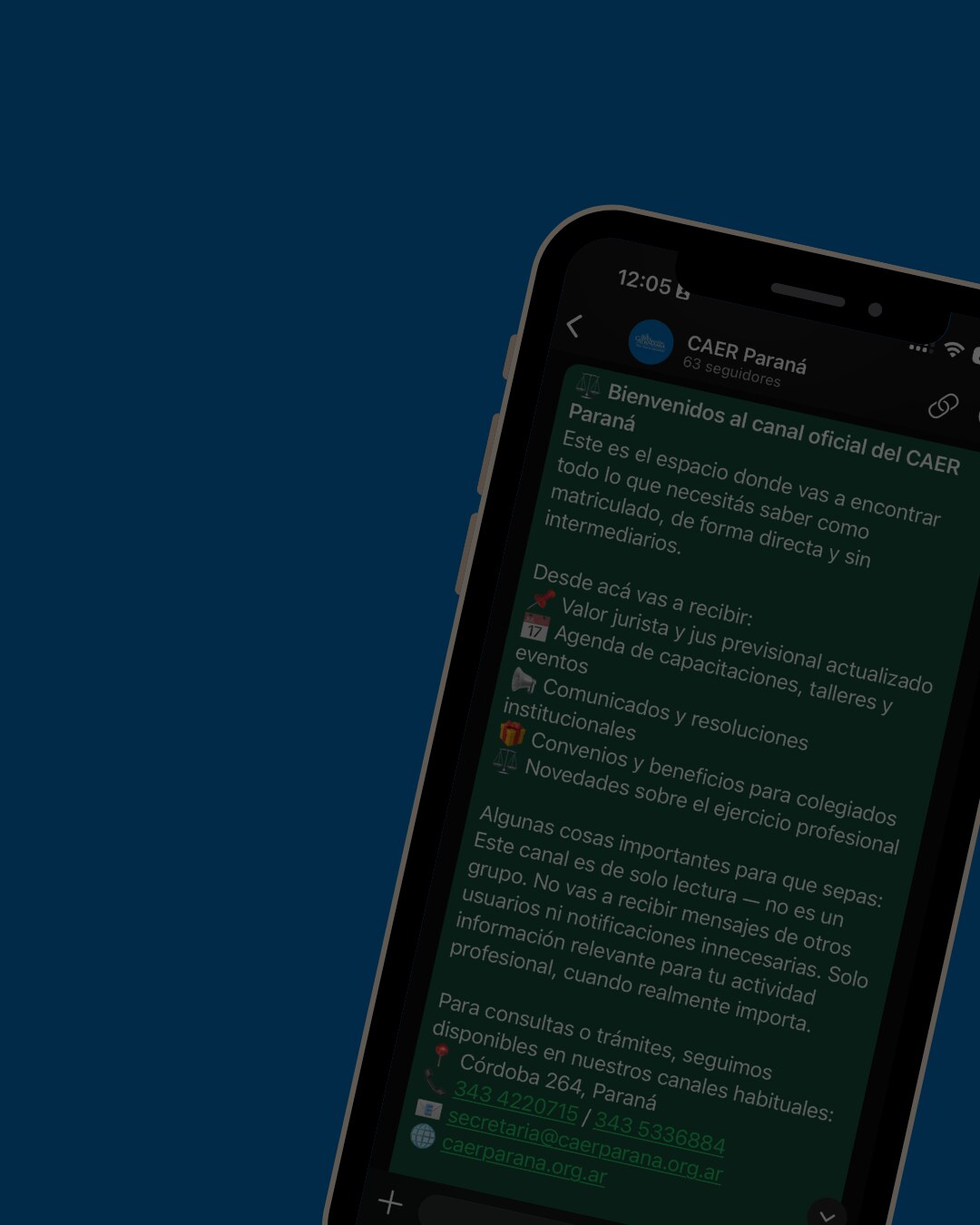 Canal de WhatsApp CAER Paraná